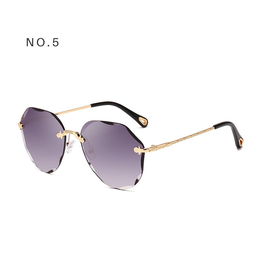 Aevogue solbriller til kvinder damer kantløse diamant skærende linse mærke ocean shades vintage solbriller  ae0637: No5