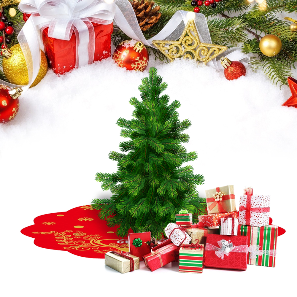 90cm Christmas Tree Skirts Floor Mat Personality Exquisite Wear-resistant Plush Edge Cover Year Xmas Party Home Decoration