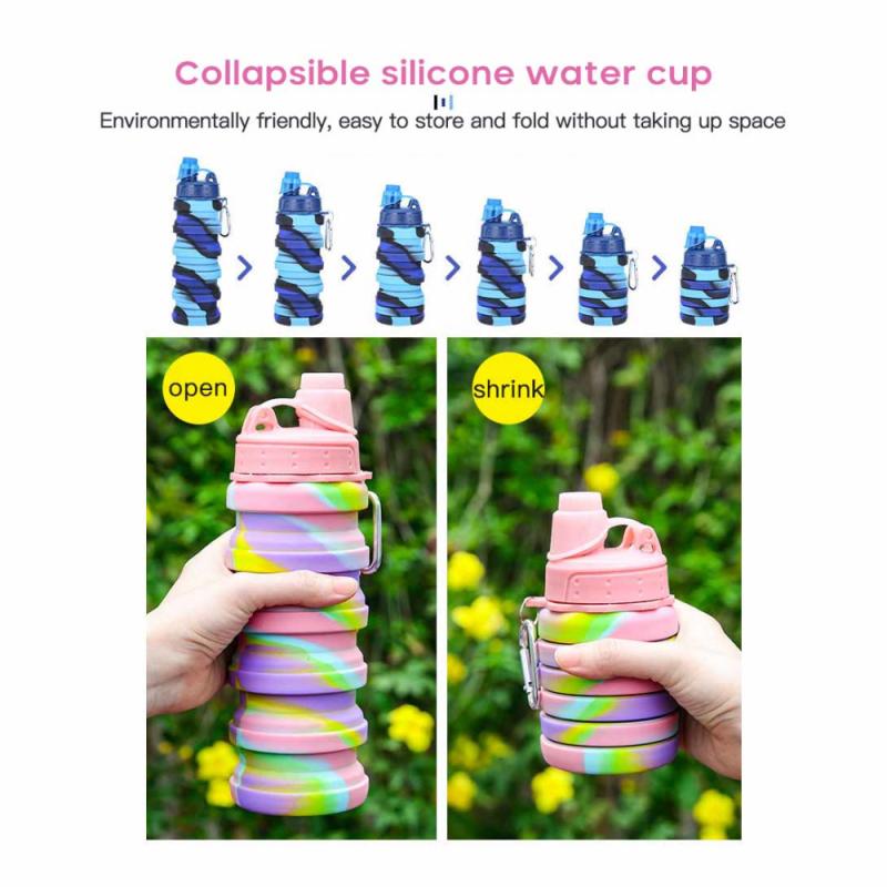 500Ml Fietsen Water Fles Opvouwbare Lekvrij Siliconen Sport Water Cup Creatieve Telescopische Draagbare Outdoor Drinkware Thee Cup