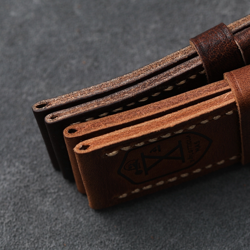 Handgefertigtes Echtleder-Uhrenarmband 20 22 24 26 mm Vintage Distressed First Layer Rindsleder Weiches Vintage-Armband für PAM111 441
