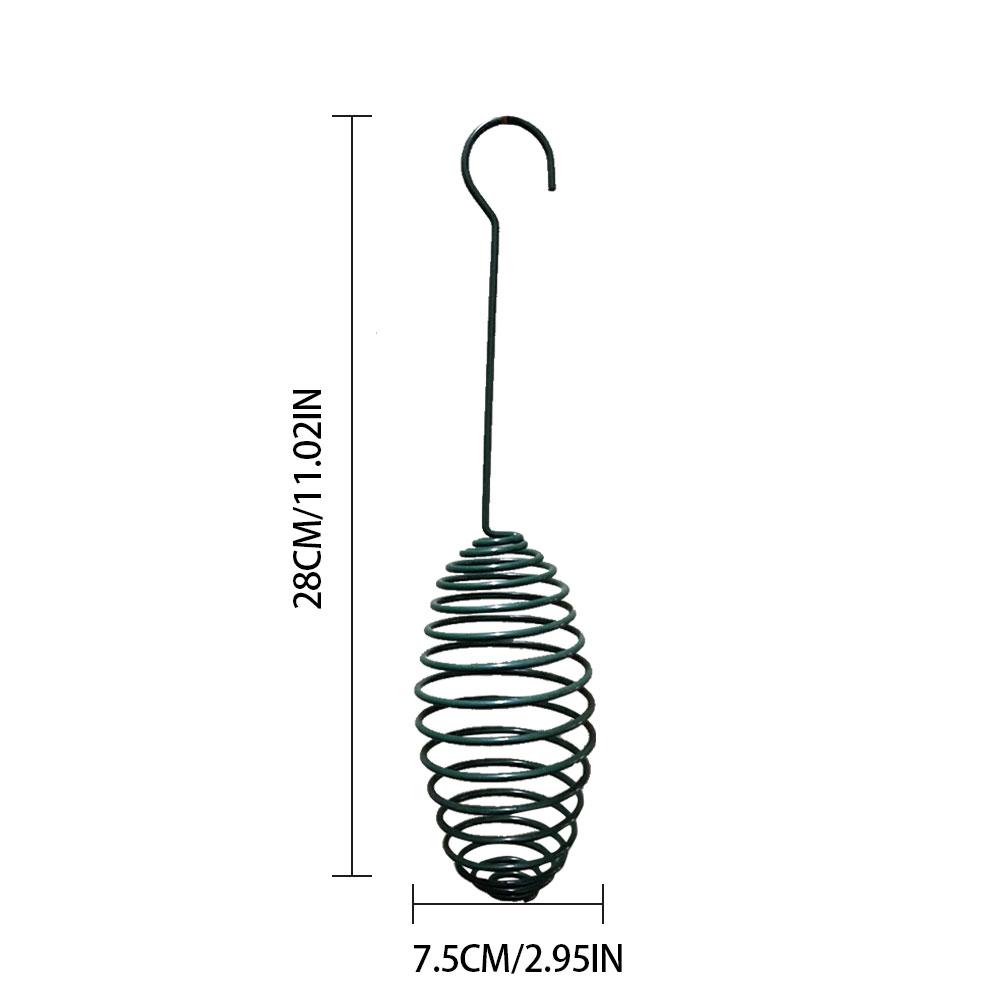Utomhus trädgård fågelmatare automatisk fågel spiral matningsverktyg med bärkrok metall hängande fett boll hållare 7.5 x 7.5 x 28cm
