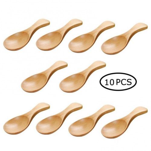 10Pcs Wooden Measuring Spoon Wooden Measuring Scale Spoon Scoop Coffee Beans Bar Kitchen Baking Tool: Light Brown