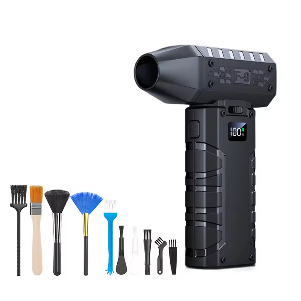 Mini krachtige luchtblazer 160000 RPM 52 m/s borstelloze motor Draagbare turbo-jetventilator Blower Batterij Air Duster Blower voor autobladeren: Bruin