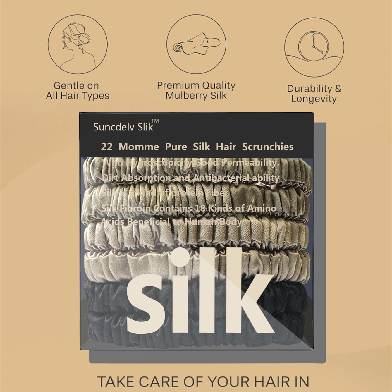 100% pura morera 6A seda pelo Scrunchie diademas hechas a mano mujeres niña accesorios para el cabello Color puro Natural HairTies caja 6 uds