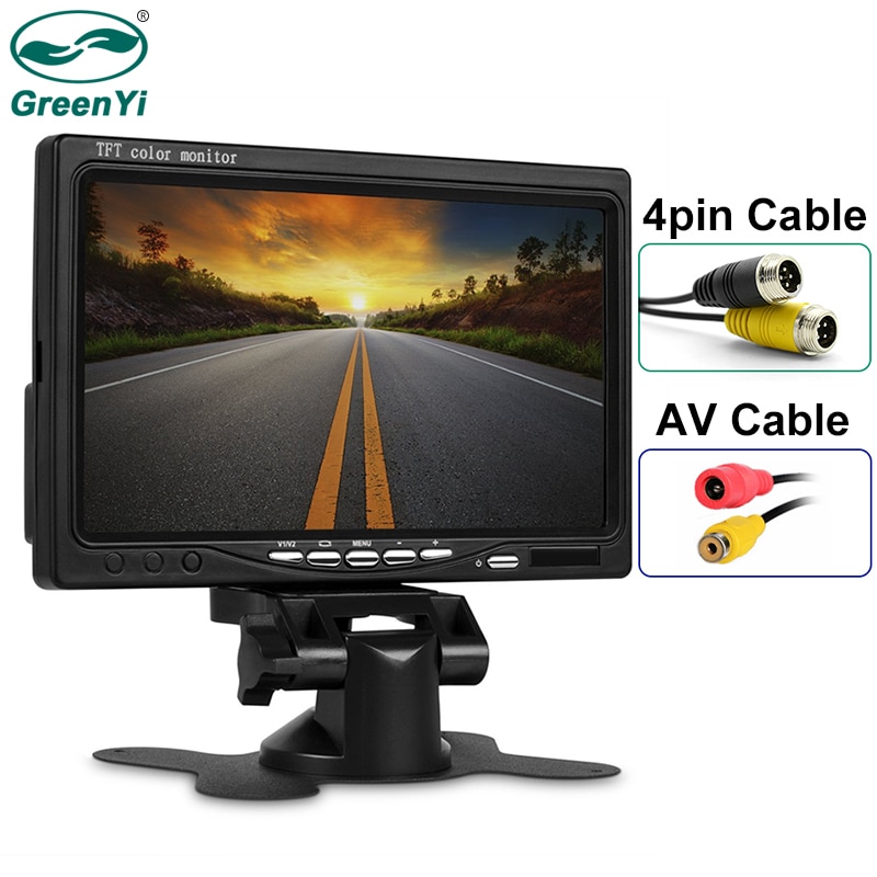 GreenYi-pantalla LCD TFT a Color para coche, Monitor de visión trasera para camión, autobús, vehículo con Control remoto IR, 800x480, 7 pulgadas