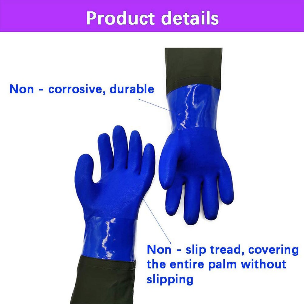 Wear-Resistant Gloves Waterproof Pvc Machinery Industry Fishery Gloves Long Sleeve Rubber Work Gloves Durable