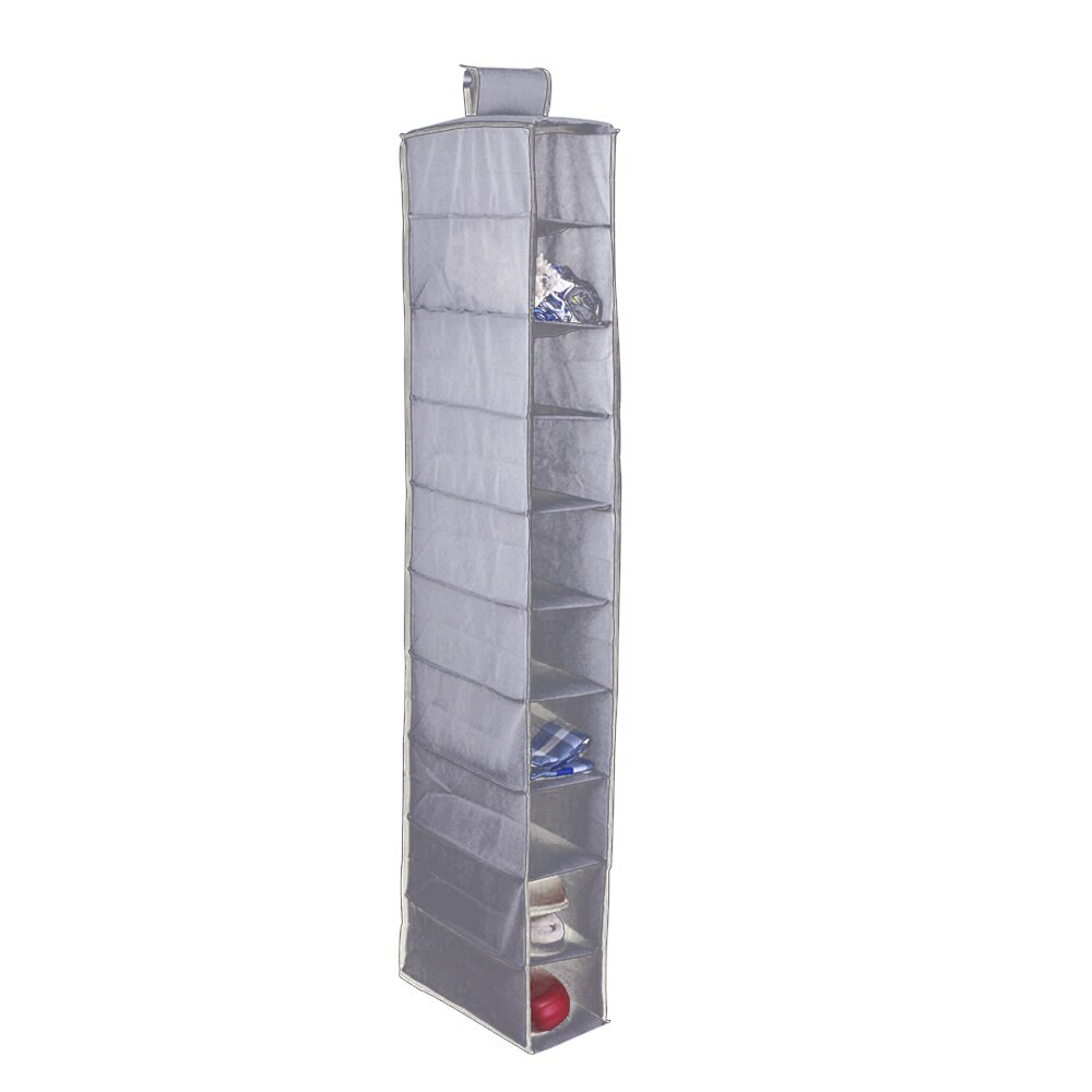 6/10 Layers Hanging Storage Bag Closet Organizer Wardrobe Organizer Clothes Door Storage Pocket Shoes Hanging Closet Organizer: gray 10 Layers