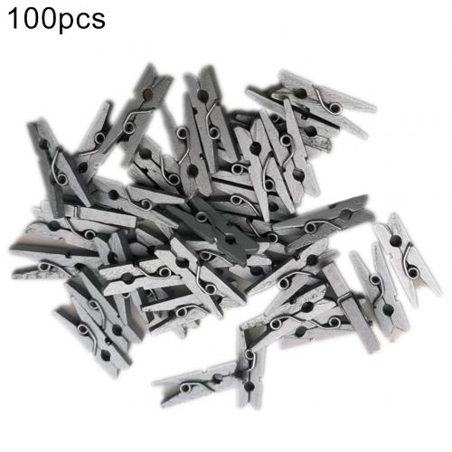 Pinzas de foto de madera Natural para decoración de fiestas, pinzas de madera de Color para manualidades, bricolaje, 100 Uds.: Silver