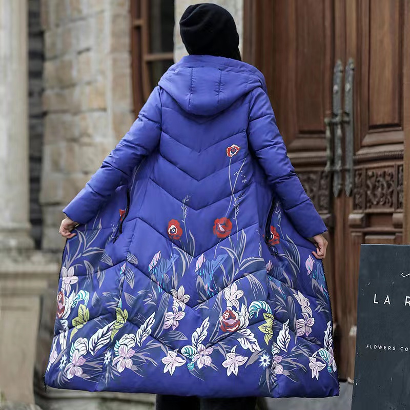 Parkas longas e monocromáticas femininas com capuz X, jaqueta grossa quente, casaco feminino com neve, roupas soltas acolchoadas, inverno, coreano, 2024