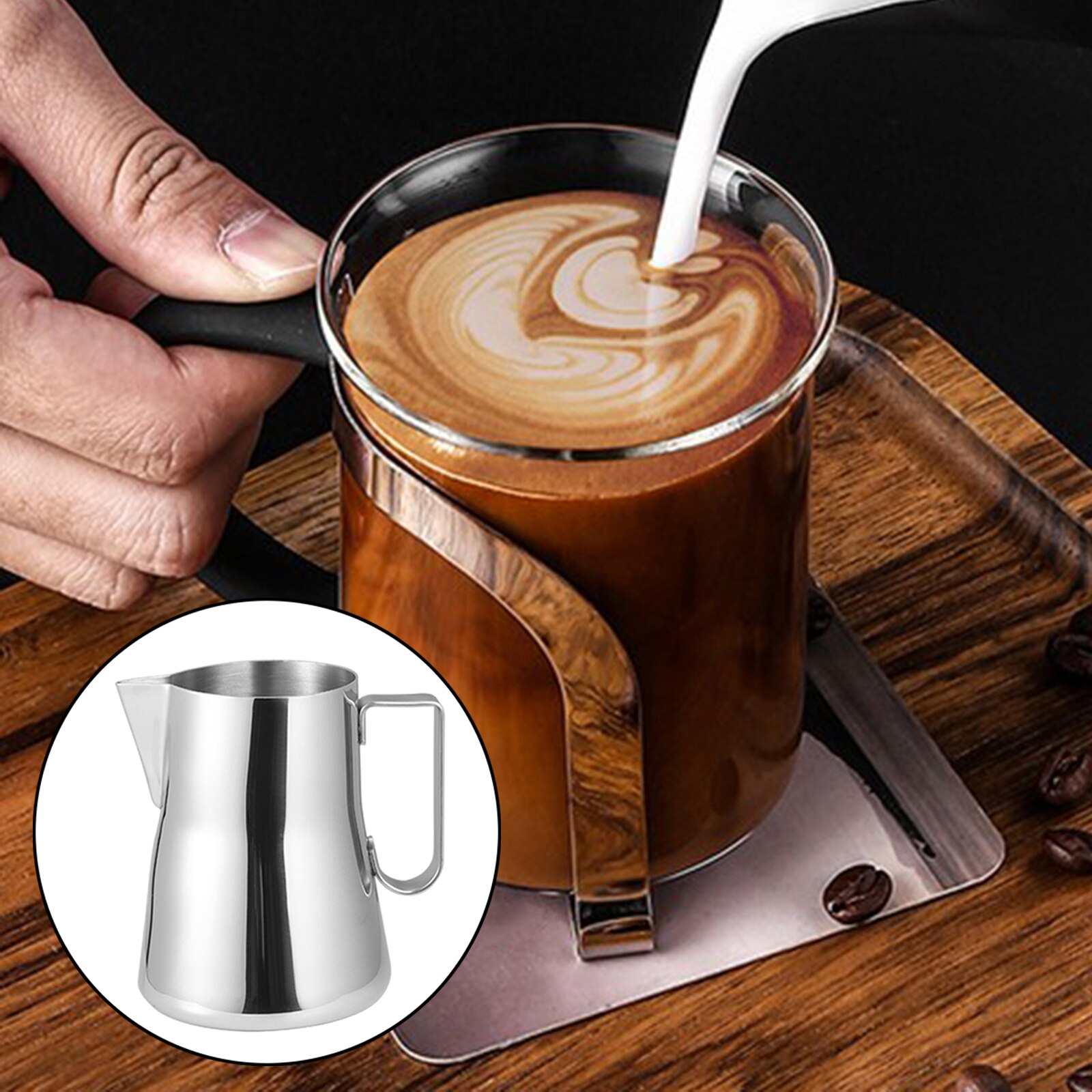 Stainless Steel Milk Frothing Pitcher Milk Frothing Jug Milk Foamer Mugs Cappuccino Pitcher Creamer for Espresso Machine