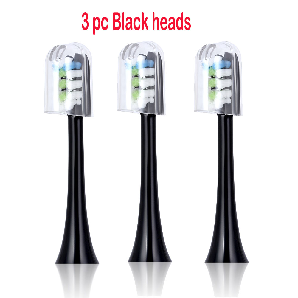 Sonic Electric Toothbrush Replacement Heads Independent hygienica With Brush Head Cap For SOOCAS X3 SOOCARE Electric Toothbrush: 3 pc Black