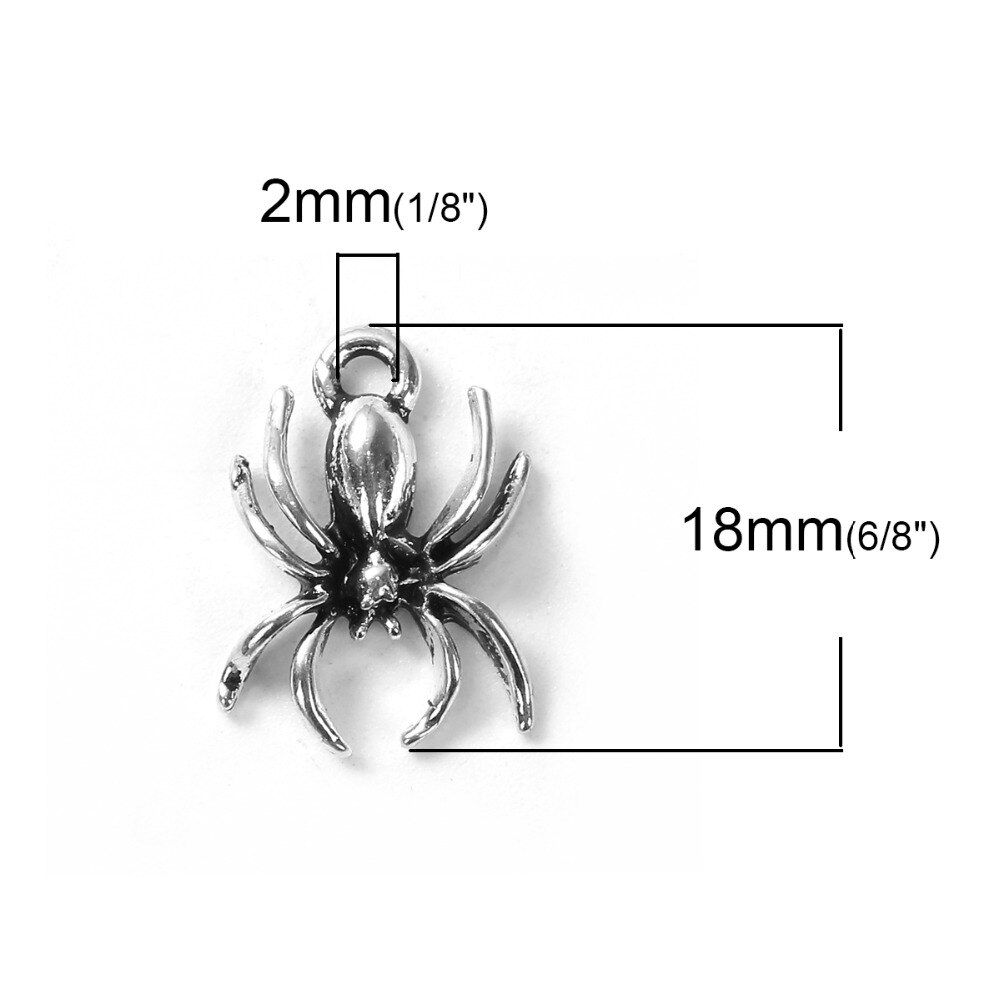 Doreenbeads Zink Gebaseerde Legering Charms Halloween Spider Animal Zilver Kleur Hangers 18Mm (6/8 ") X 13Mm (4/8"), 30 Pc