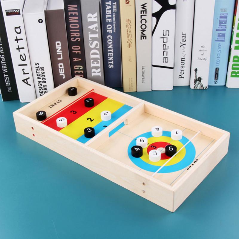 Holz Eisstockschießen Ball freundlicher Spaß Spielzeug eltern-Art-Spiele Sport Tisch Bord Interaktive Spiele Schnelle Schlinge Puck Bord spiele