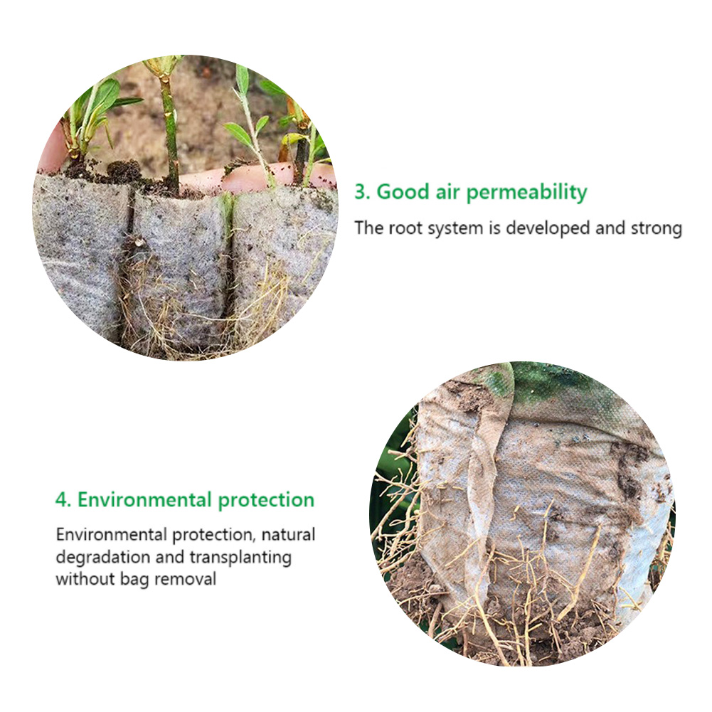 100pcs Biodegradable Seed Nursery Bags Non Woven Nursery Flower Pots Vegetable Transplant Breeding Pots Garden Planting Bags