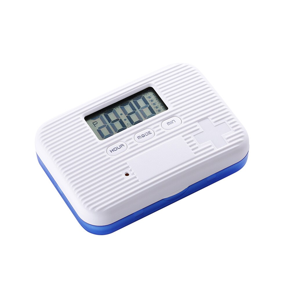 6 Grid Pill Box Digital Medicine Storage Box Smart Electronic Timing Reminder Pillbox Alarm Timer Pills Organizer Pill Container: Blue-6