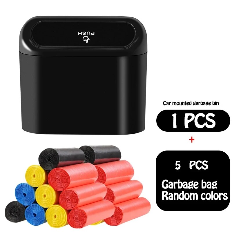 EvaluCar-Poubelle à clapet universelle pour véhicule, poubelle à presser carrée, boîte de rangement, poubelle à poussière, ABS noir, 6P: Marron