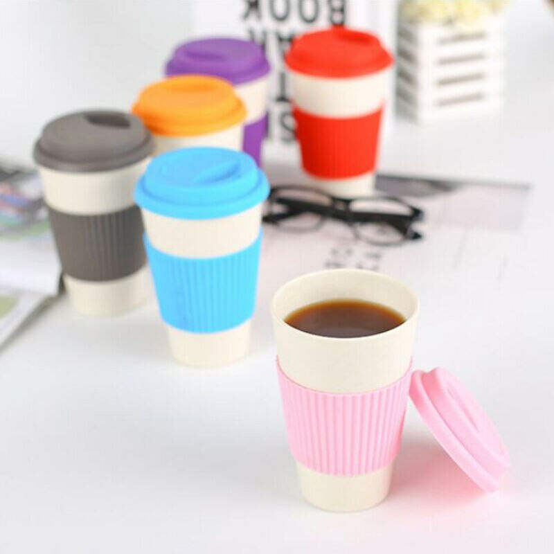 5 Colors Travel Reusable Bamboo Fibre Coffee Cup Eco-Friendly Coffee Mugs Drink Cup