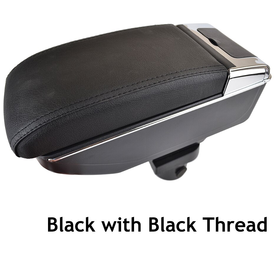 Center Console For VW Up - Dual Storage Box Leather Armrest Cup Holder: Black Thread