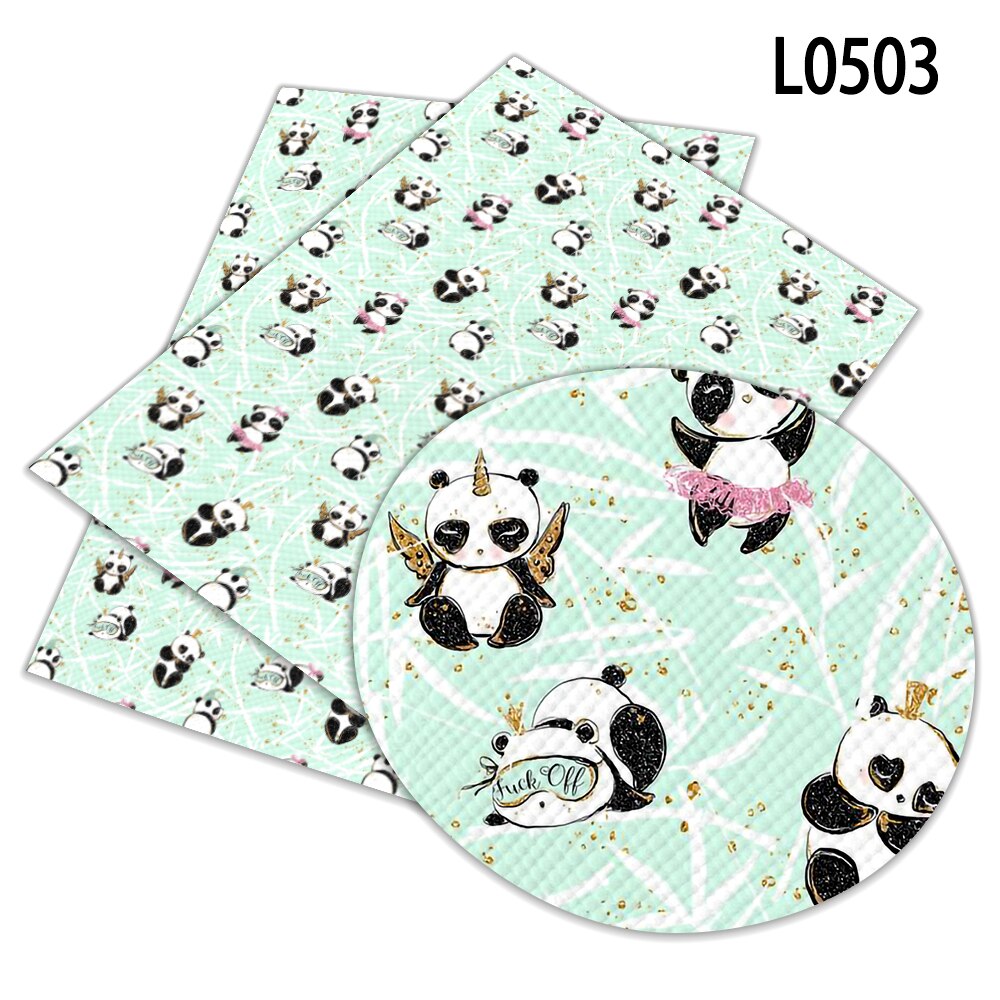 Panda De Bande Dessinée Imprimé Simili Cuir Synthétique 22x30 cm BRICOLAGE Matériel De Couture Pour Vêtements L050: L0503