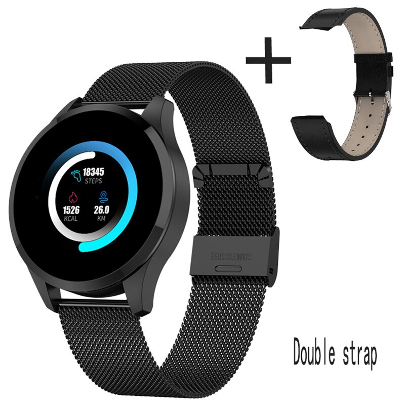 Q9 Smart Uhr Wasserdichte GPS Abstand Track Bluetooth Smartwatch männer Herz Rate monitor Fitness Tracker Q8 Armband Android IOS: Double-strap-bk