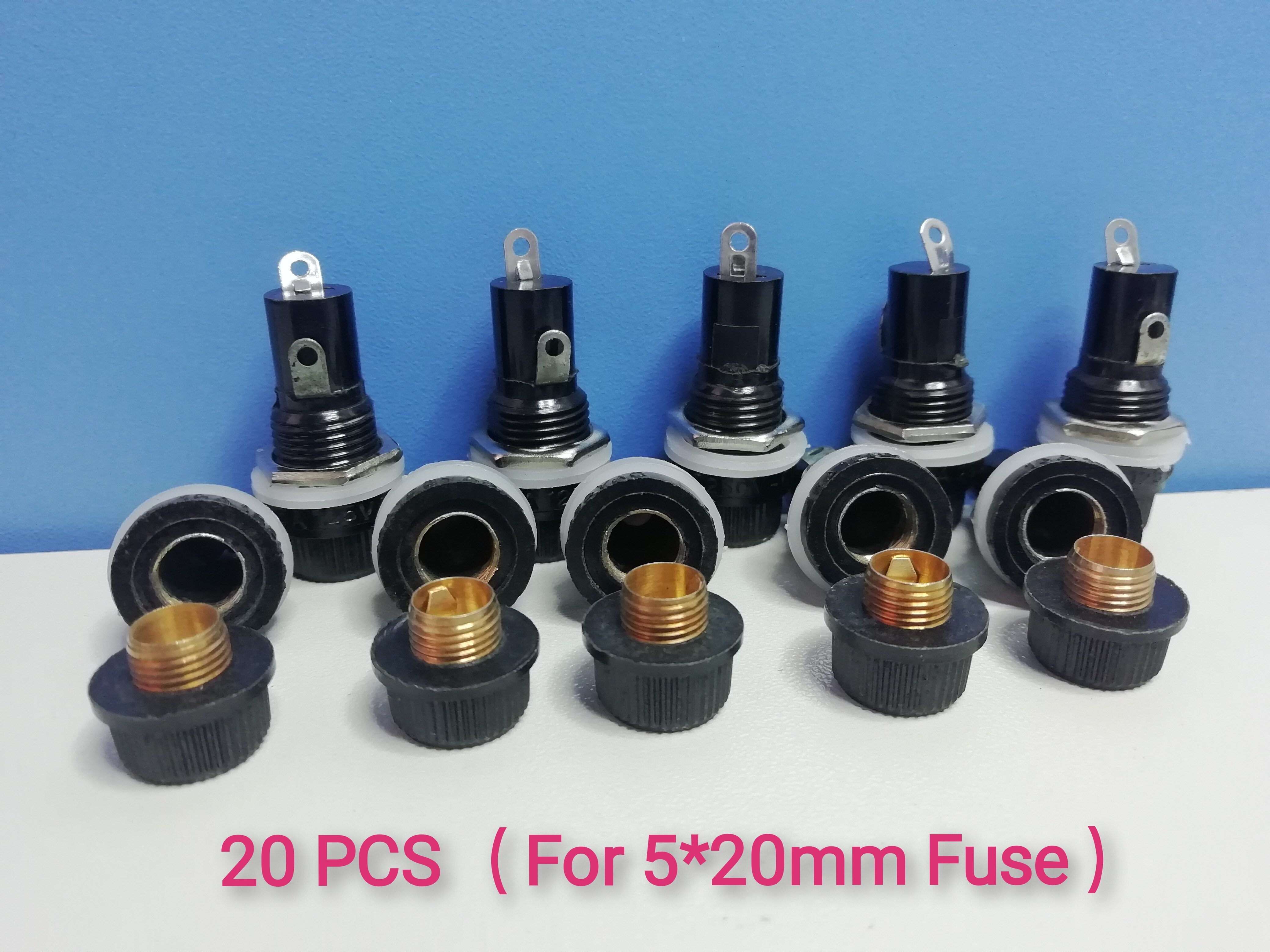 20 Stks/partij 5X20Mm Socket Zekeringhouder BLX-1 250V 10A Panel Mounting Zekeringhouder Schroef Cap Zekering houder Voor 5*20Mm Glas Zekering