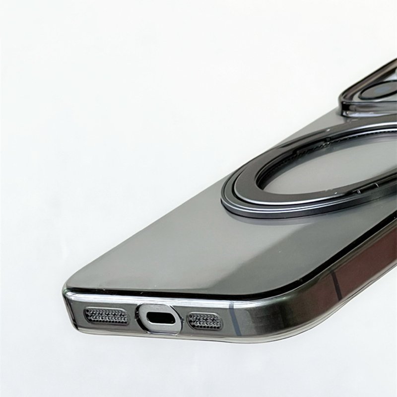 360 ° Coque de téléphone transparente avec béquille rotative MagSafe, étui rigide Transparent pour iPhone 16 pro max 15 Pro 14 13 12