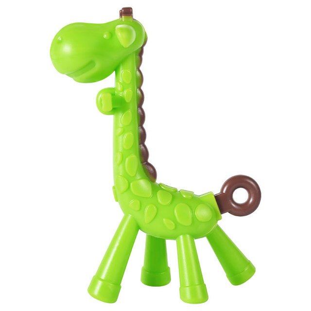 Baby Cartoon Tandjes Verpleging Zachte Siliconen Molaire Stok Tanden Fawn Molaire Staaf Giraffe Bite Bijtring Safty Baby Bijtring Fopspeen: Naked Green