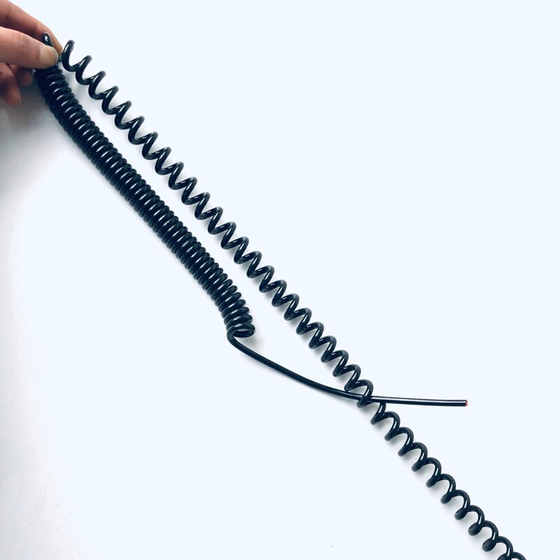 2-core spring wire spiral cable 3m 8m black power cord expandable wire retractable Wiring for For Heater Fan Siren Alarm Speaker