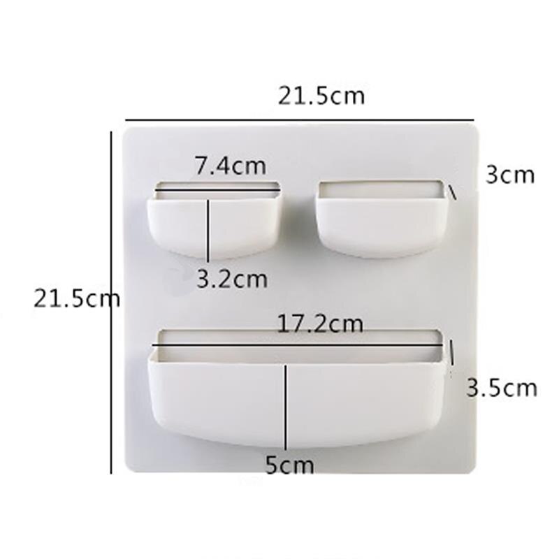 Portable Self-adhesive Plastic Hanging Wall Storage Rack Organizer With 3 Compartments For Bedroom Living Room Kitchen Organizer