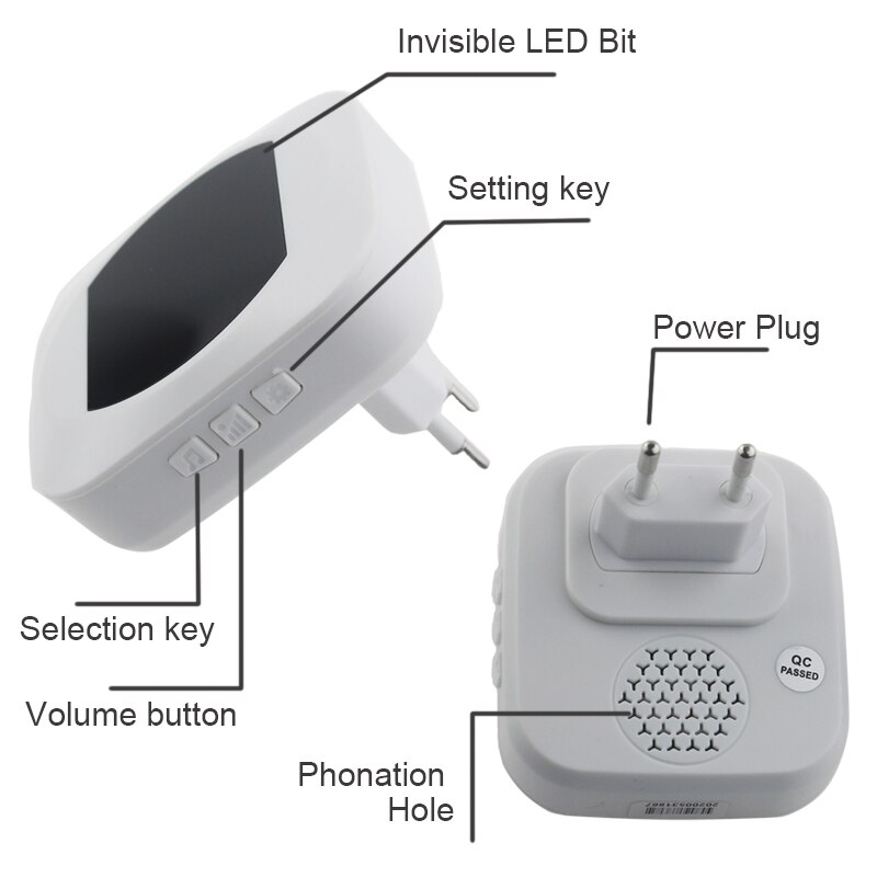 Sonnette de porte automatique sans fil, sans batterie, Kit étanche, portée 150M, 38 chansons