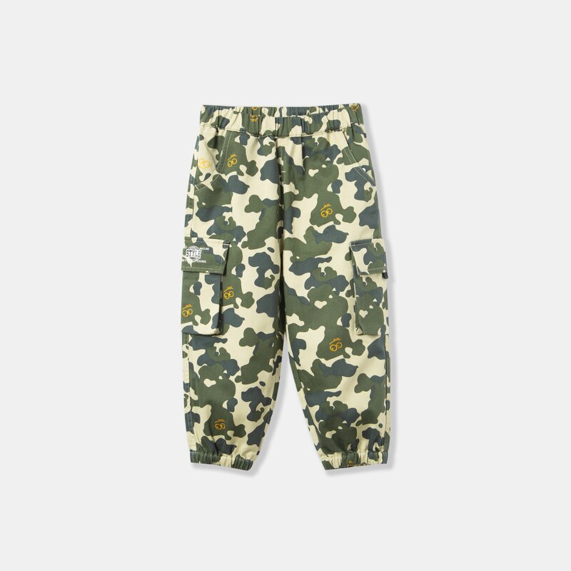 Minibala drenge bukser efterår drenge camouflage bukser multi-pocket arbejdstøj: Brun / 4t