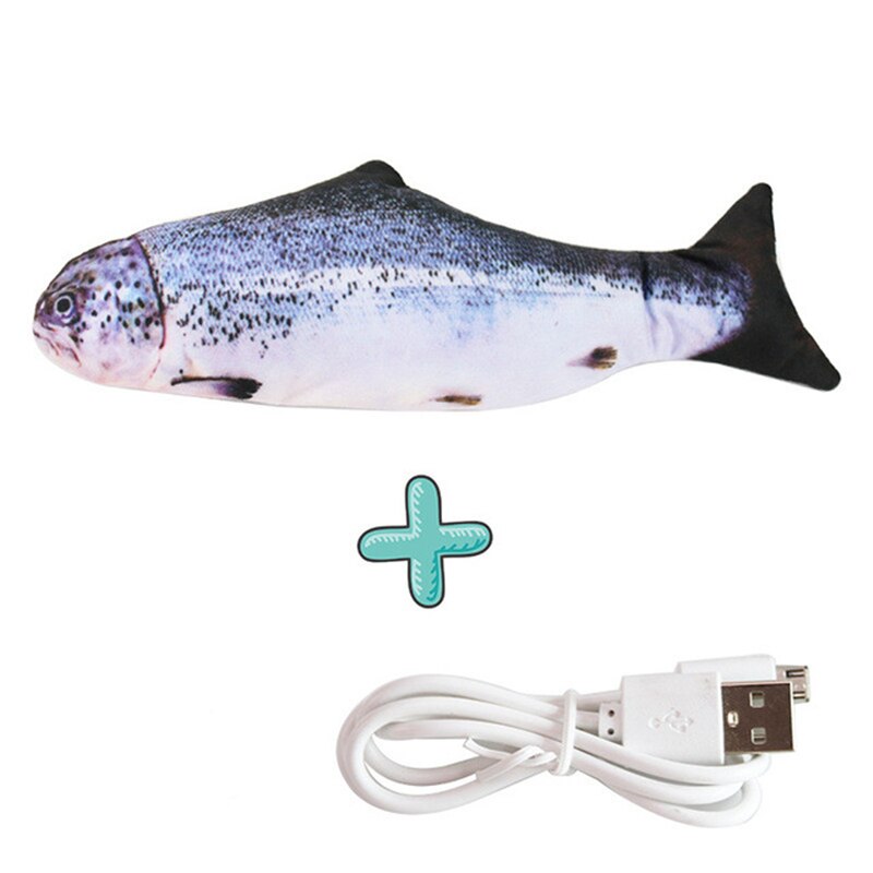 Simulación eléctrica peces bailando saltando moviéndose disquete suministra productos para mascotas gato accesorios juguete 3D de pescado: Salmon
