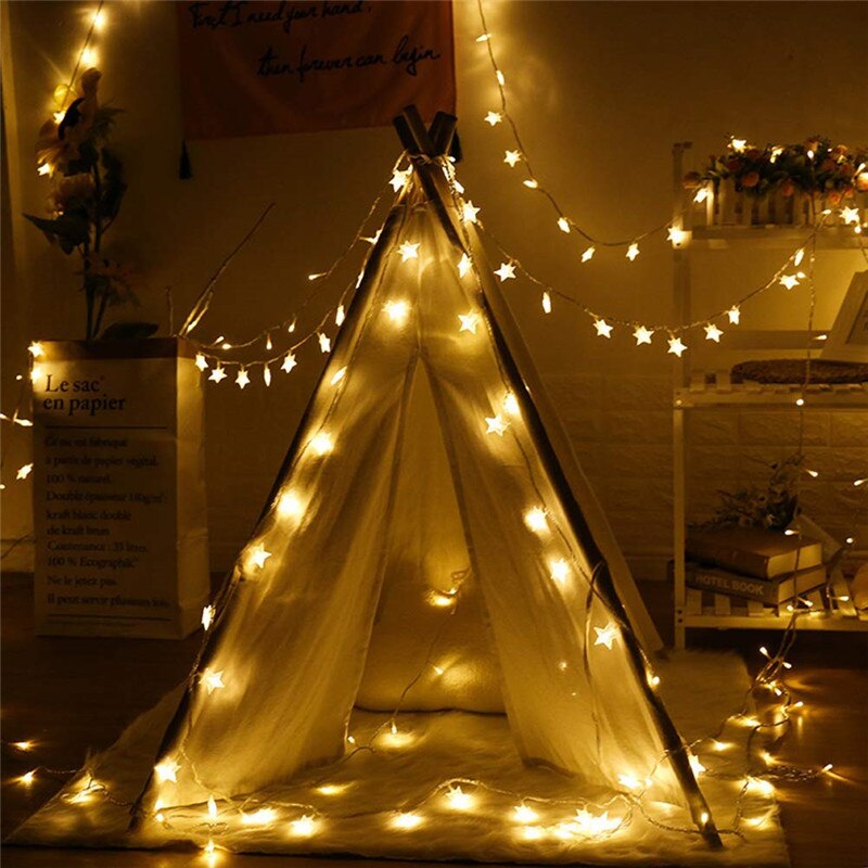 10/20/40/80 LED Star Light String Twinkle Slingers Batterij Aangedreven Kerst Lamp Party Wedding decoratieve Fairy Lights