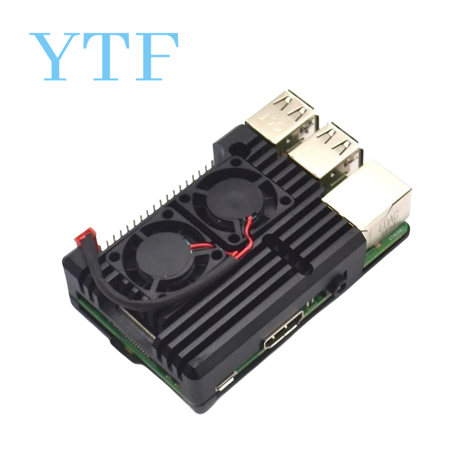 1 zestaw podwójny wentylator układ chłodzenia moduł z radiatorem dla Raspberry Pi 4B 3B + Model + (Plus)