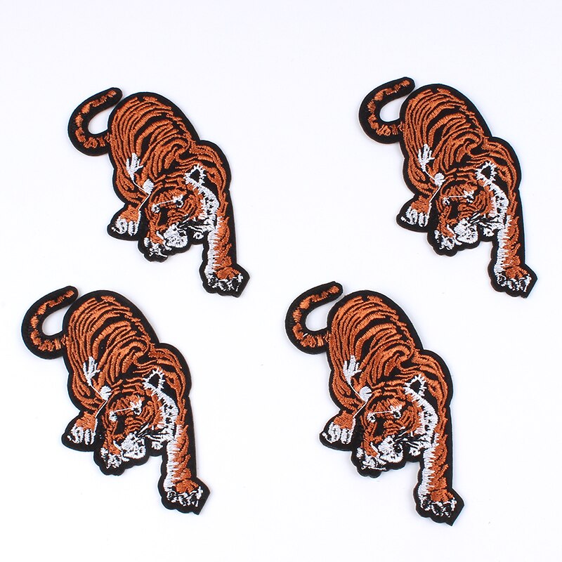 10 stks/partij Geborduurde Levensechte Tiger Patches Iron On Sew Dier Applicaties DIY Kleding Stickers Kleding Badge Accessoires