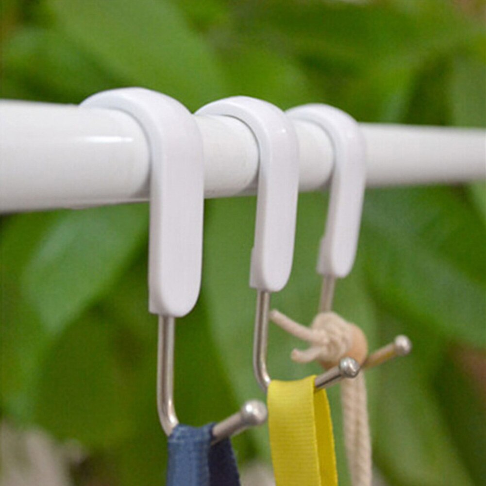 7pcs S Shape Holder Storage Multifunction Hook 360 Degrees Rotated Bathroom Kitchen Organizer White Hanger Rack Stainless Steel