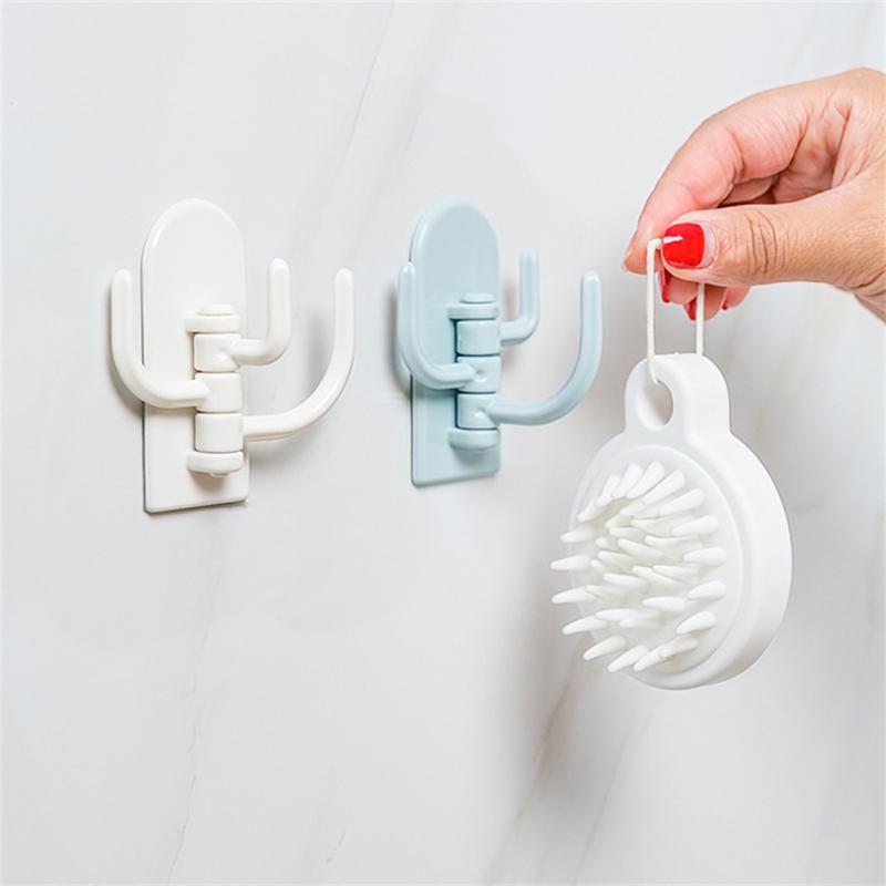 Self Adhesive Kitchen Wall Door Hook Key Holder Rack Towel Hanger Bathroom Rack Hooks Rotating Multi-Purpose Storage Hooks
