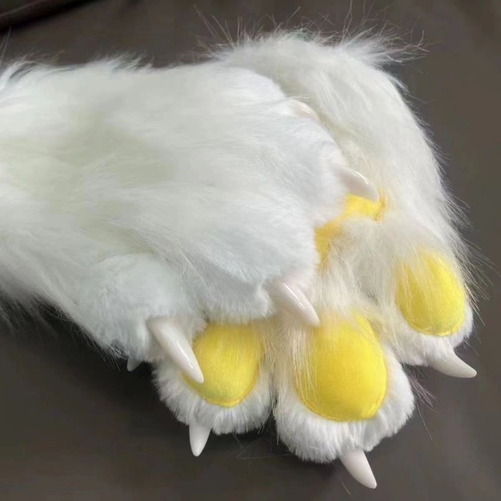 Kig fursuit kigurumi peludo animal garras unhas luvas cosplay traje wearable peludo animal pata cosplay adereços: Preto