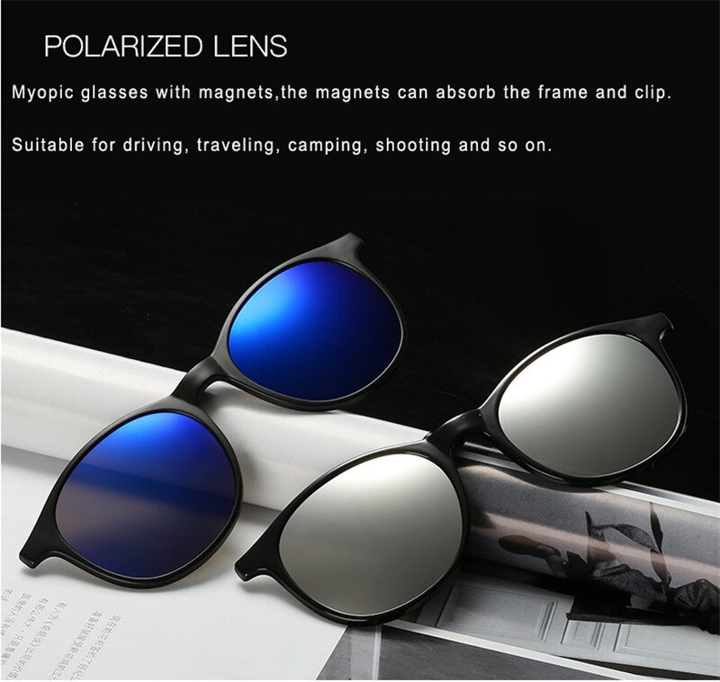 5 Set Clip Lens + 1 Frame Wandelen Brillen Spiegel Gepolariseerde Zonnebril Clip-On Magneten Kan Absorberen Bijziendheid Verziendheid bril