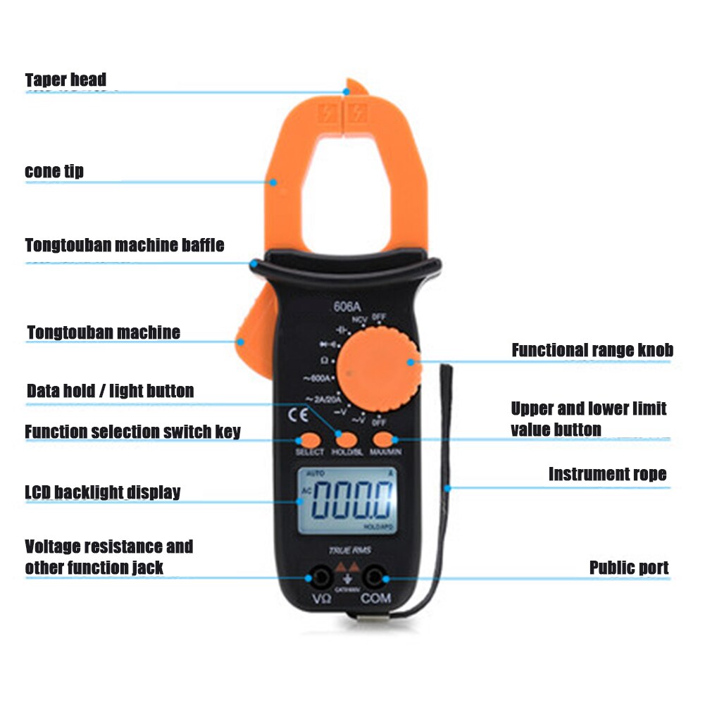 606 Series Digital Multimeter Current Clamp Ampere Meter AC DC 1000A Electrical Ampermetre Portable Clamp Meters Tool