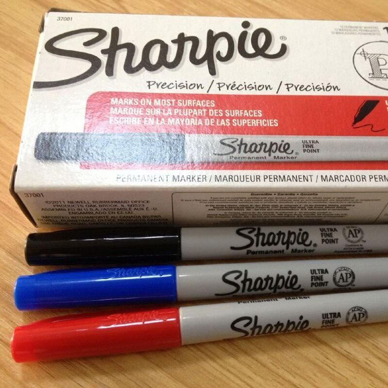 Sharpie 37002 Permanente Marker Ultra Fijne Punt Olie Waterdicht Inkt Zwart Blauwe Verf Marker Pen Sharpies Markers Pennen