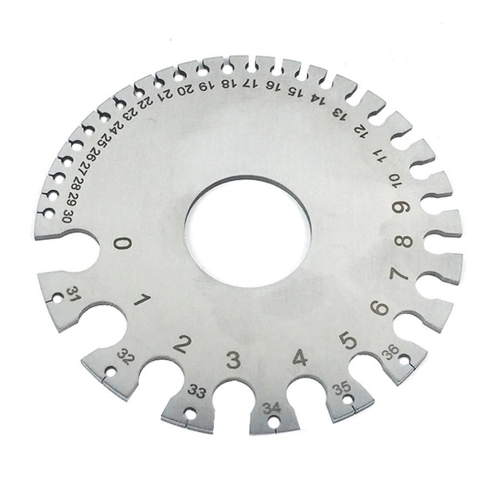 0-36 Round AWG SWG Wire Gauge Thickness Ruler Gauge Diameter Stainless Steel Measurer Tool