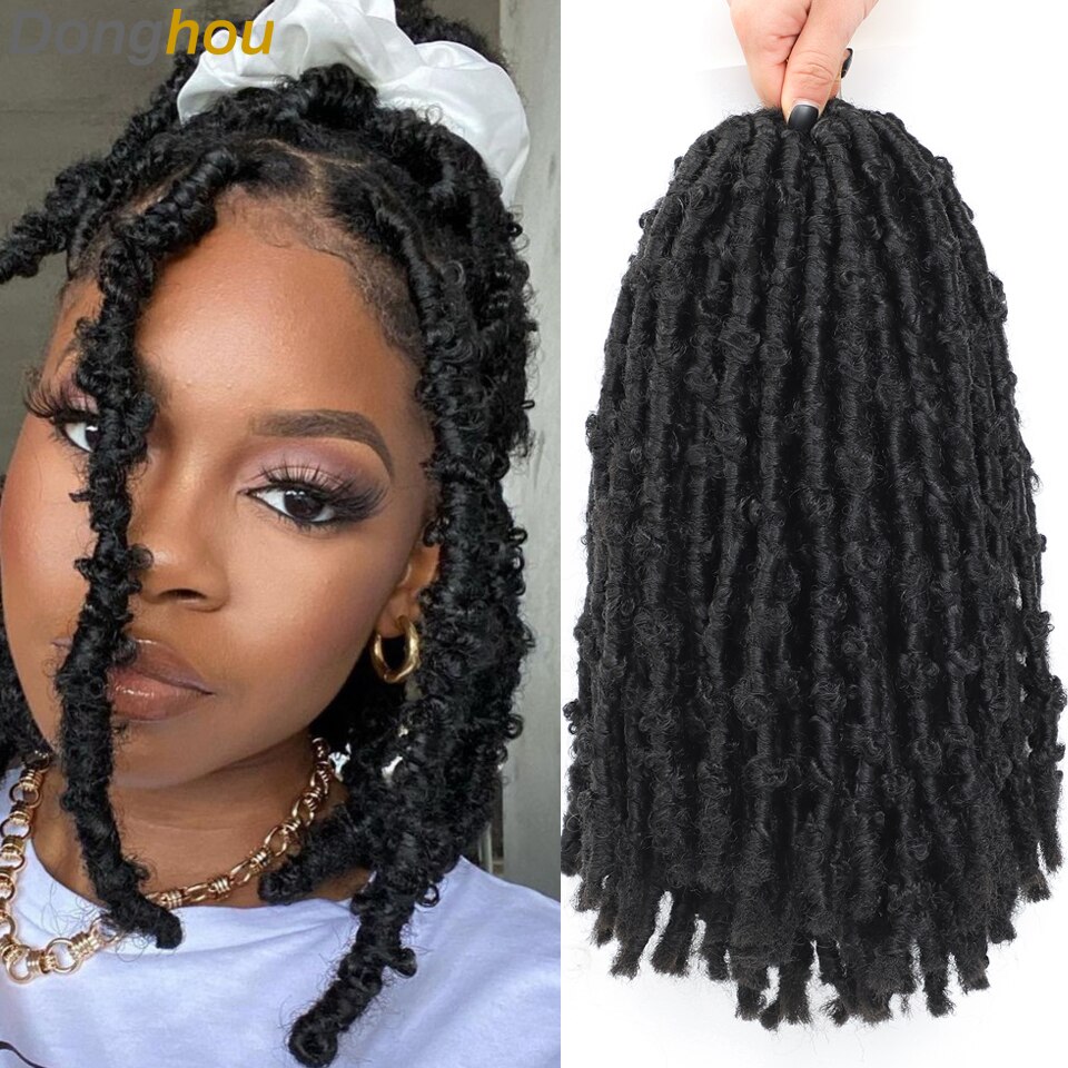 Pelo trenzado de mariposa desgastado para mujeres negras, estilo, Crochet, afro, americano, Bob, rizado: 1 unids/lote