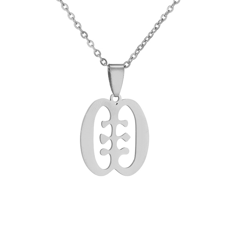 African Traditional Symbol Pendant Necklaces for Stainless Steel Gold/Steel Color Africa Adinkra Gye Nyame Ethnic Jewelry: Steel D / 45cm