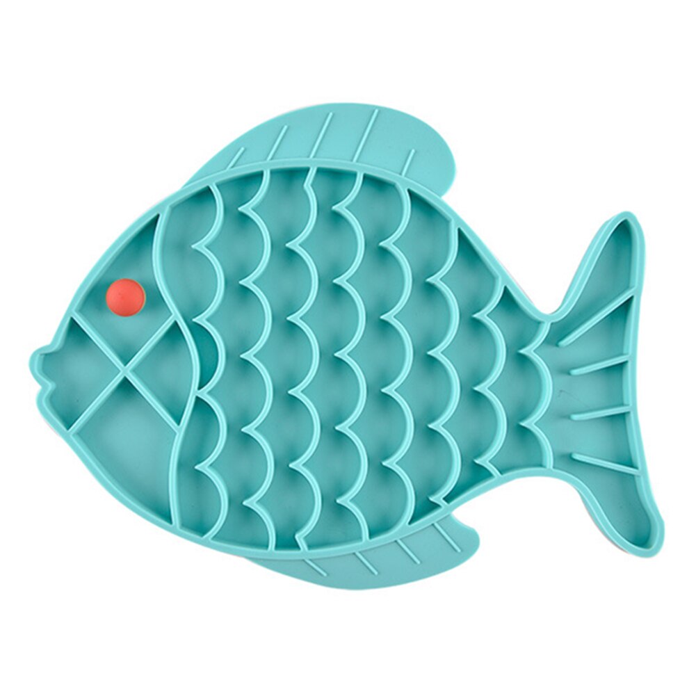 Siliconen puppy angstverlichting iq-traktatie snuffelmat verveling bestrijder voor honden katten huisdier likmat kalmerende slow feeder visvorm: Blauw
