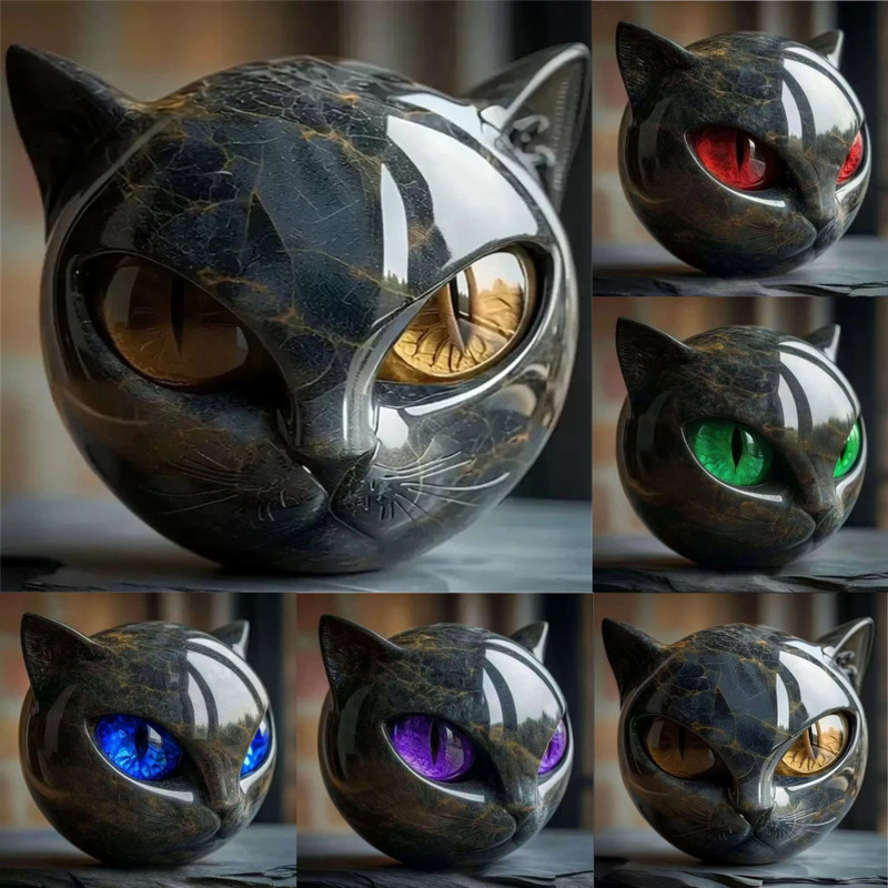Halloween Cat Sculpture Decoration Cute Cat Head Ornament Home Decor Easter Christmas Decoration Figurine