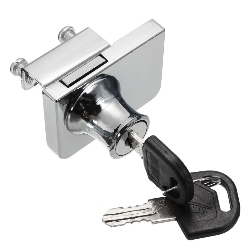 1 Set Double Glass Cabinet Door Lock Cam Key Showcase Display Locking with 2 Keys