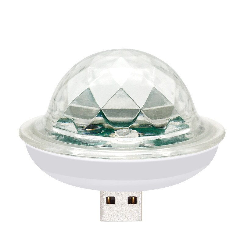 4W Mini USB Sound Party Lights Disco Light RGB Magic Crystal Ball Stage Light Effect for Christmas KTV Wedding Music Dj Light: White body