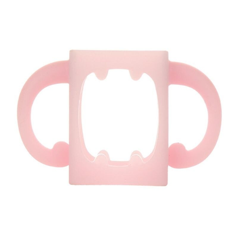 Garrafa de bebê alça universal silicone macio aperto de boca larga multicolorido resistente ao calor garrafas de alimentação acessórios: Rosa