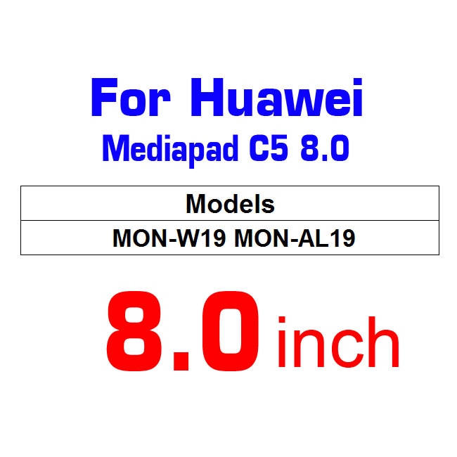 Tablet Tempered Glass For Huawei MediaPad T5 10 Glass T3 10 Honor Play Pad 2 9.6 8 Screen Protector For T1 10.1 8 7 Glass C5 8: Huawei C5   8